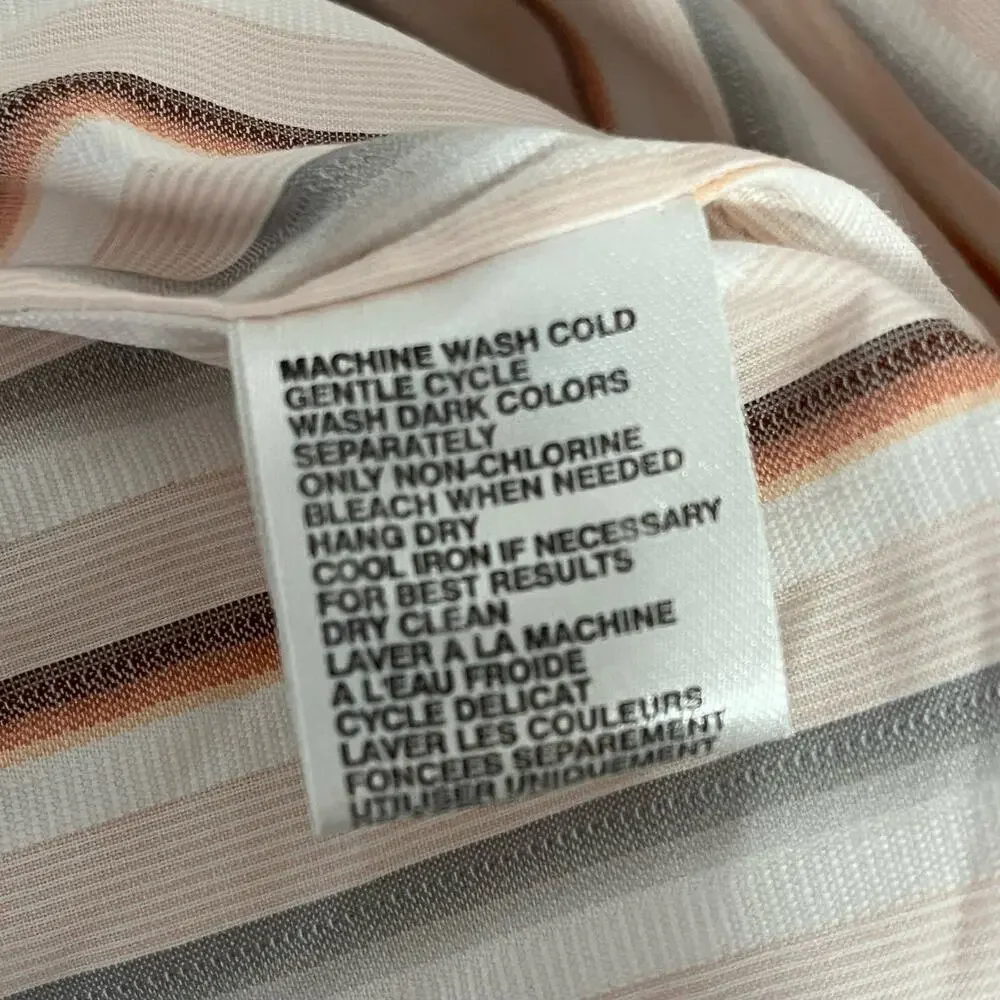 Tommy Bahama XXL striped cotton button down shirt orange gray white casual - Picture 6 of 10
